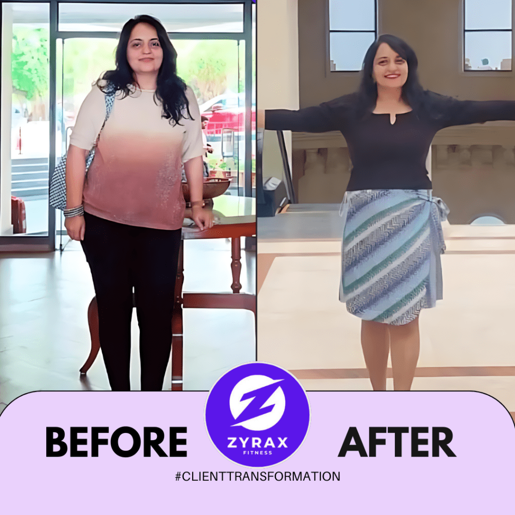 Before and after transformation through online Zumba classes in Delhi